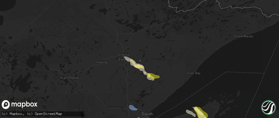 Hail map in Aurora, MN on July 17, 2026