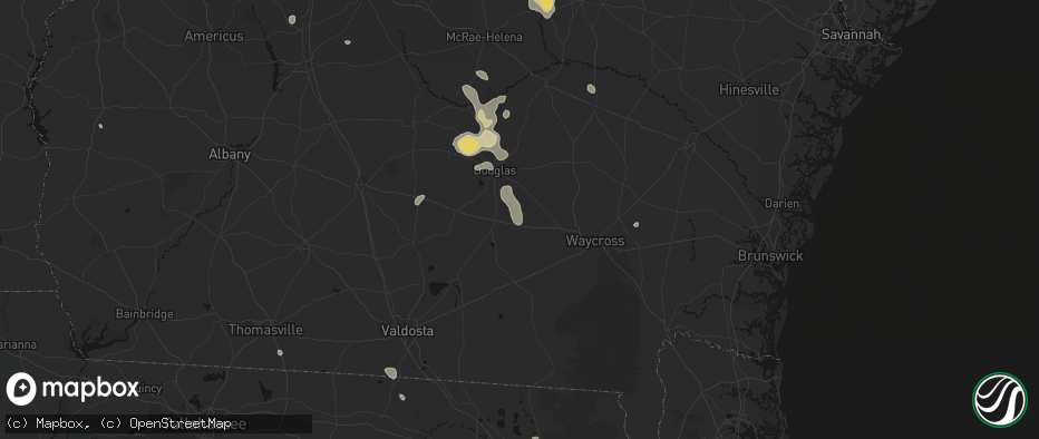 Hail map in Axson, GA on July 17, 2026