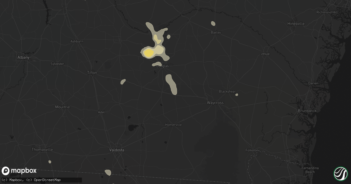 Hail map in Axson, GA on July 17, 2026