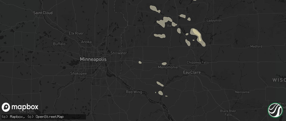 Hail map in Baldwin, WI on July 17, 2026