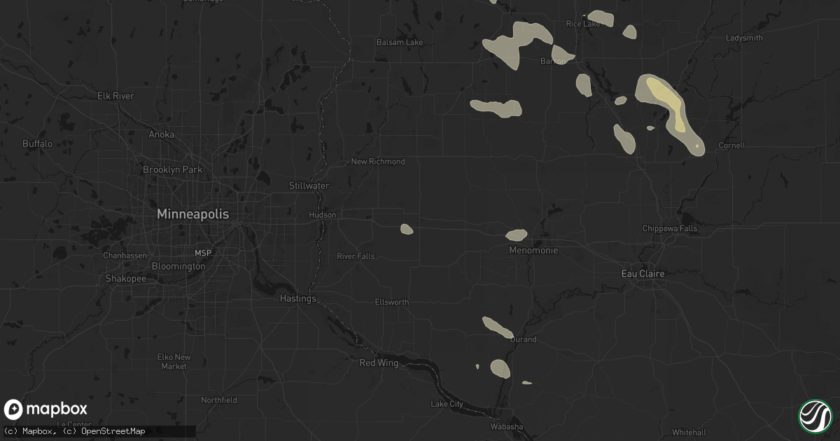 Hail map in Baldwin, WI on July 17, 2026