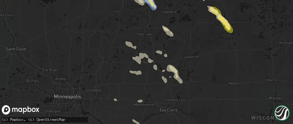 Hail map in Barron, WI on July 17, 2026