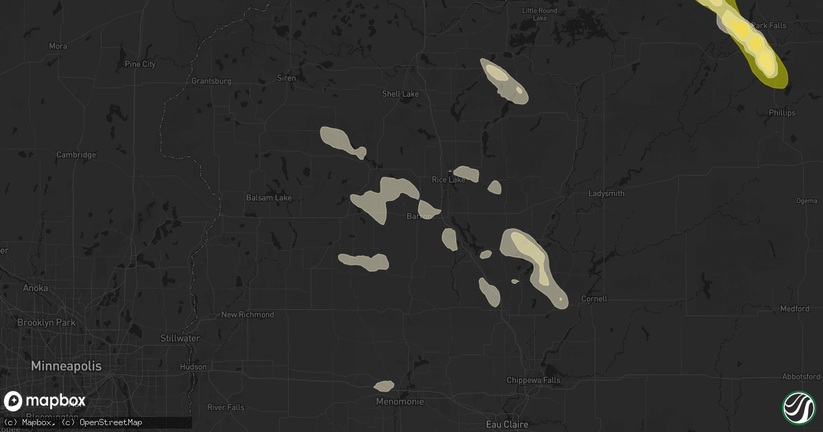 Hail map in Barron, WI on July 17, 2026