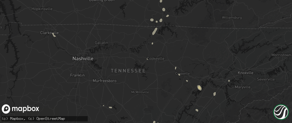 Hail map in Baxter, TN on July 17, 2026