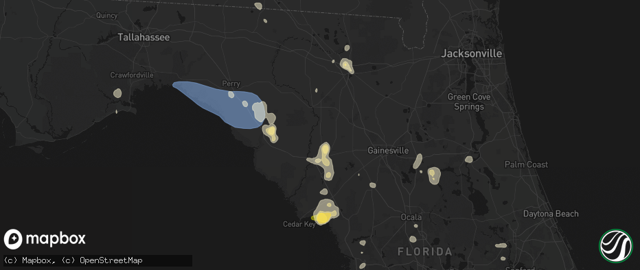 Hail map in Bell, FL on July 17, 2026