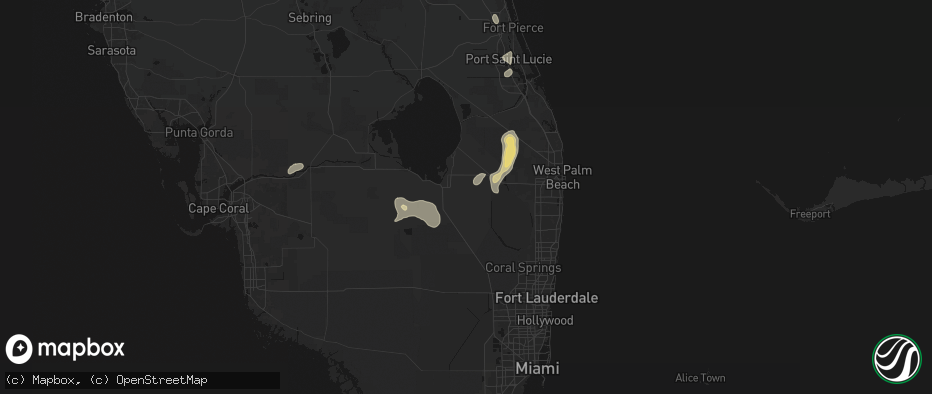 Hail map in Belle Glade, FL on July 17, 2026