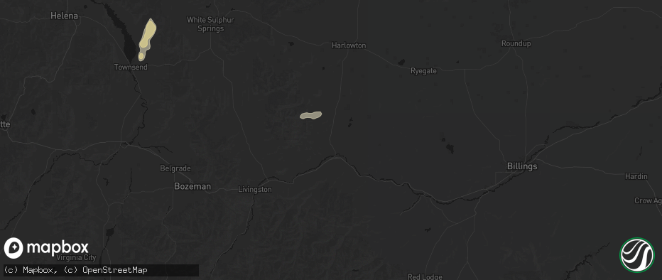 Hail map in Big Timber, MT on July 17, 2026