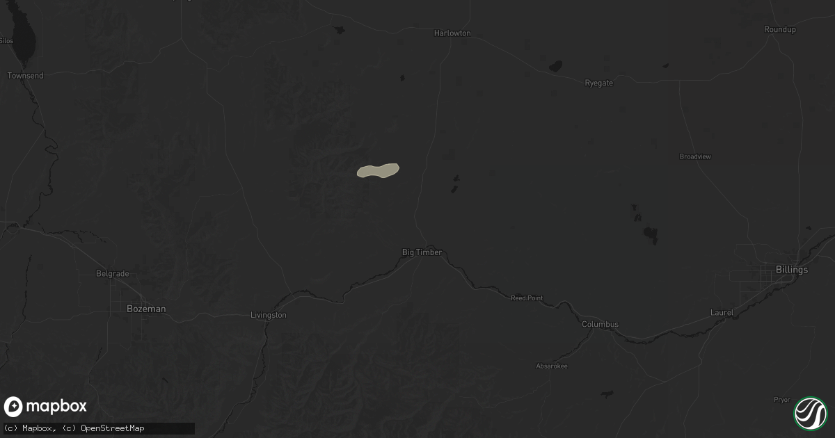 Hail map in Big Timber, MT on July 17, 2026