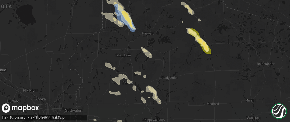 Hail map in Birchwood, WI on July 17, 2026