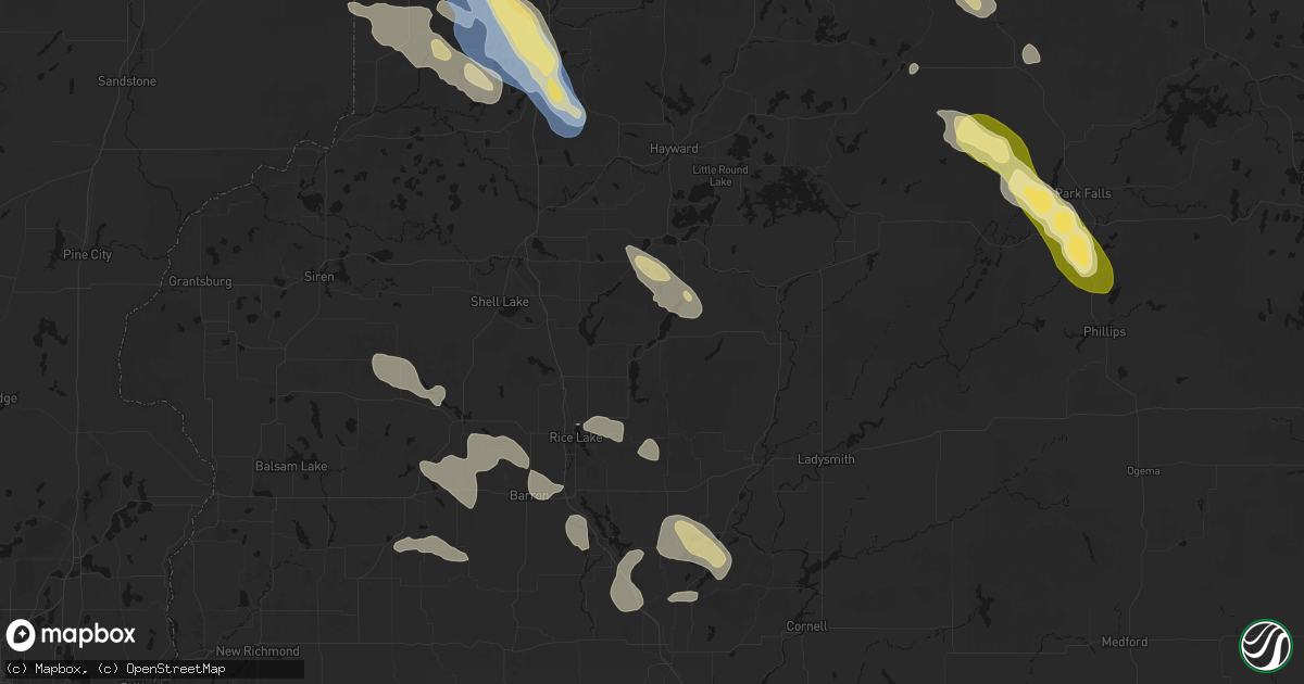 Hail map in Birchwood, WI on July 17, 2026
