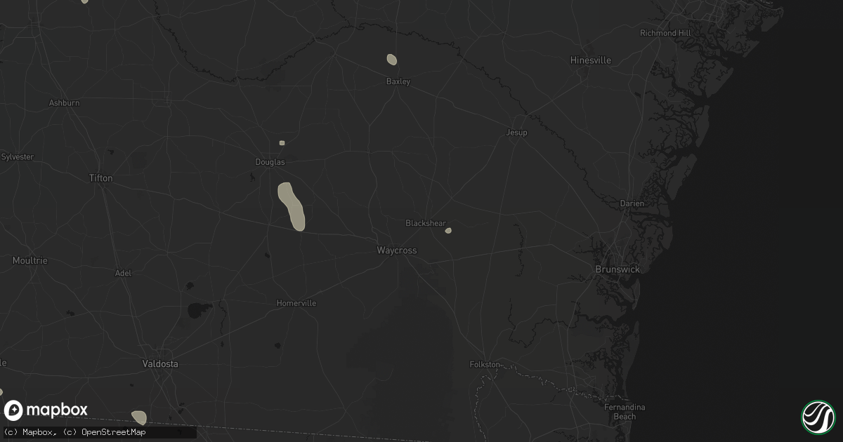 Hail map in Blackshear, GA on July 17, 2026