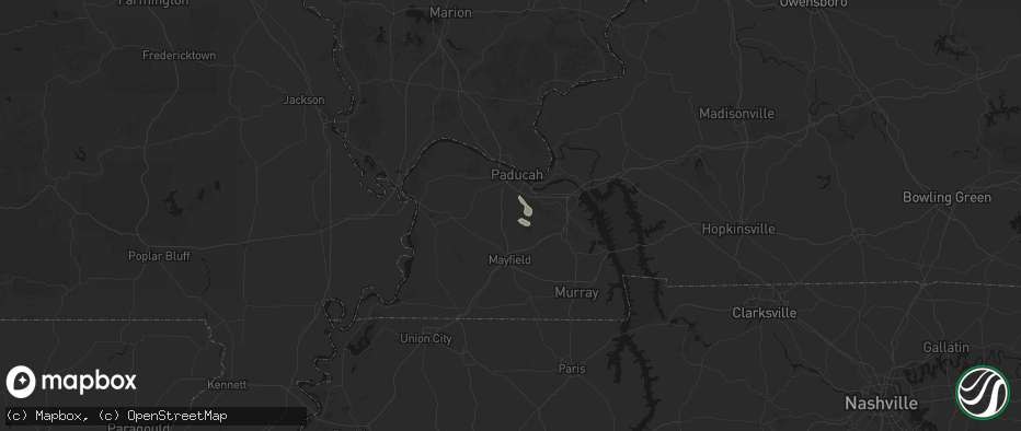 Hail map in Boaz, KY on July 17, 2026