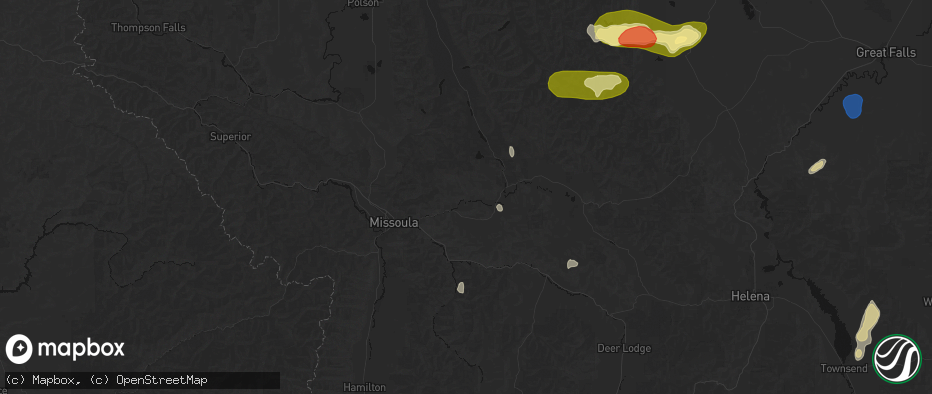Hail map in Bonner, MT on July 17, 2026