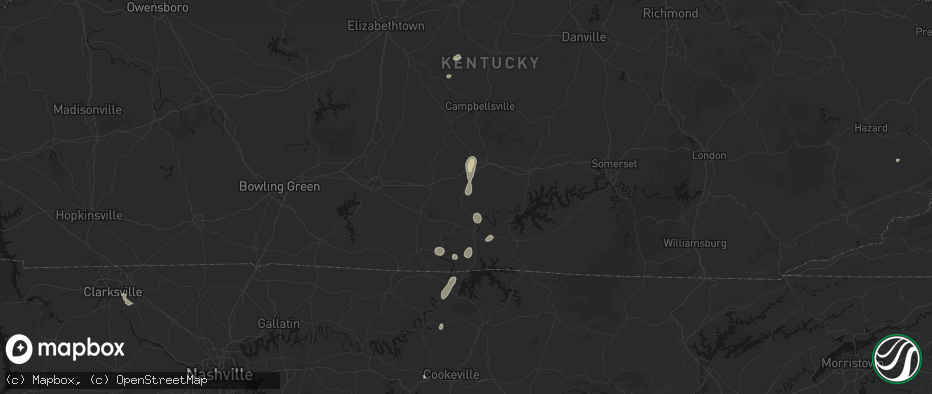 Hail map in Breeding, KY on July 17, 2026