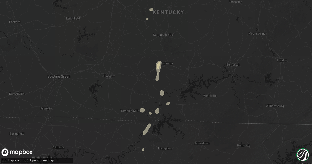 Hail map in Breeding, KY on July 17, 2026