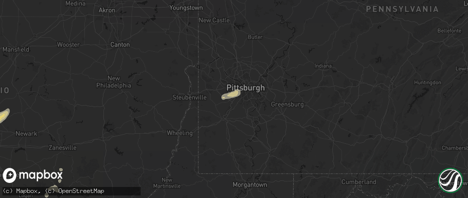 Hail map in Bridgeville, PA on July 17, 2026
