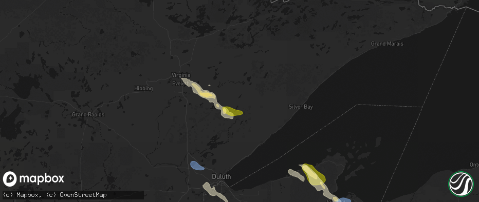 Hail map in Brimson, MN on July 17, 2026