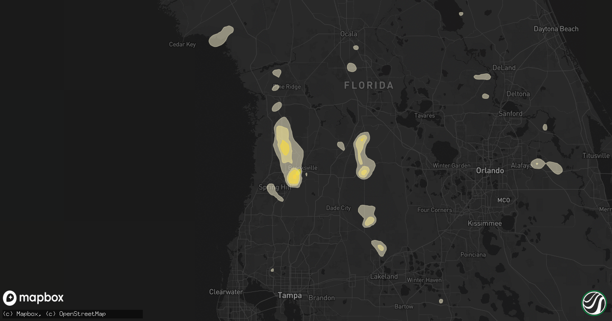 Hail map in Brooksville, FL on July 17, 2026