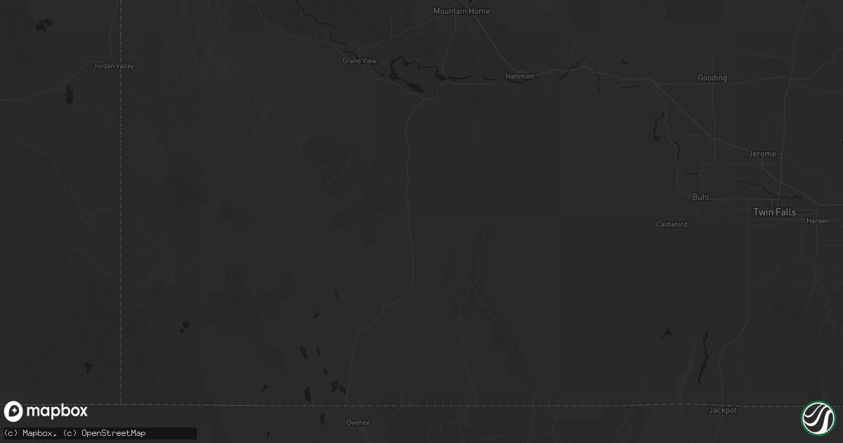 Hail map in Bruneau, ID on July 17, 2026