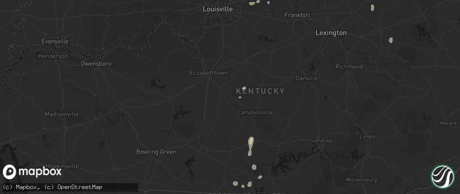 Hail map in Buffalo, KY on July 17, 2026