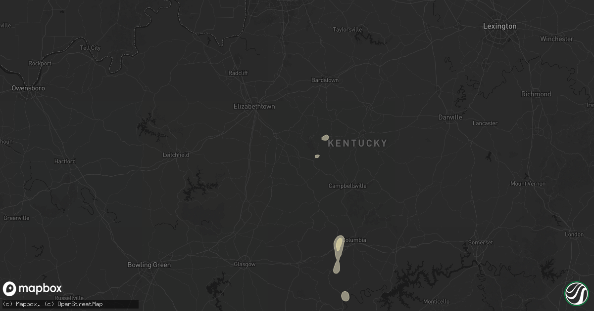 Hail map in Buffalo, KY on July 17, 2026