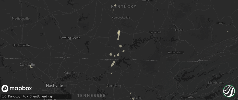Hail map in Burkesville, KY on July 17, 2026