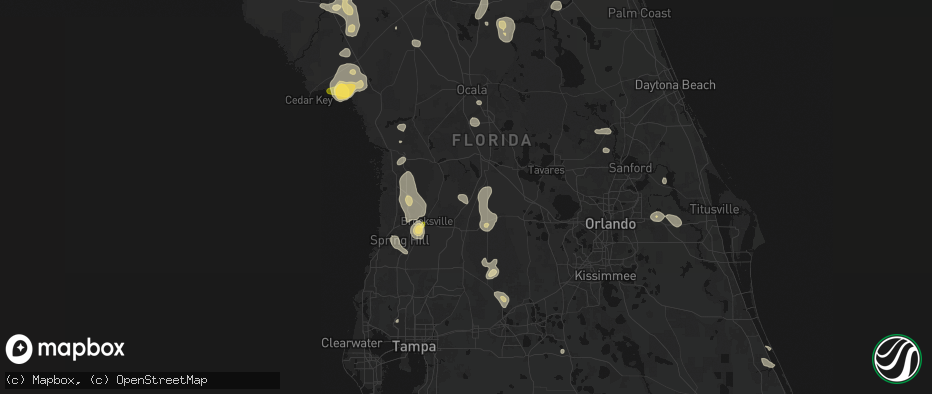 Hail map in Bushnell, FL on July 17, 2026