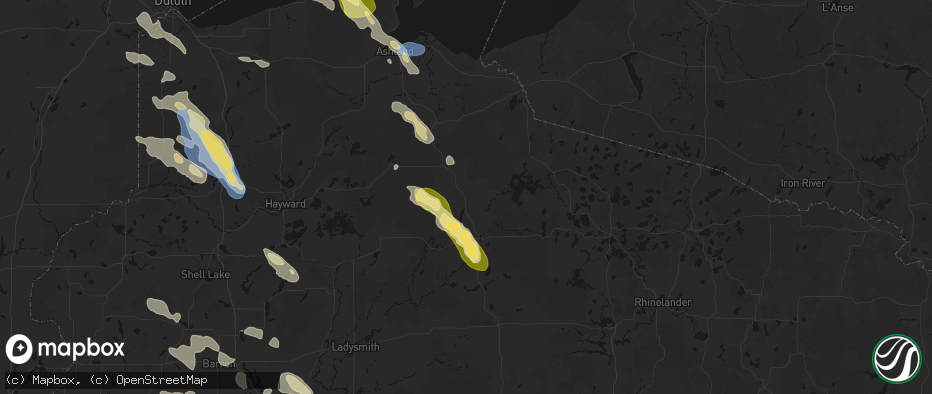 Hail map in Butternut, WI on July 17, 2026
