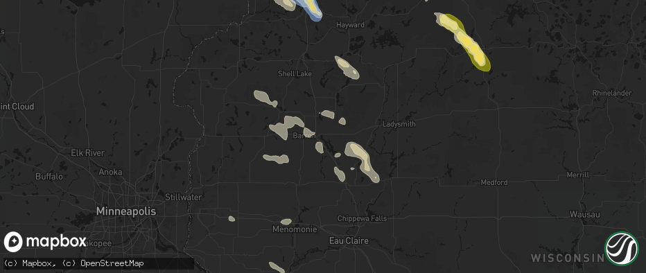 Hail map in Cameron, WI on July 17, 2026