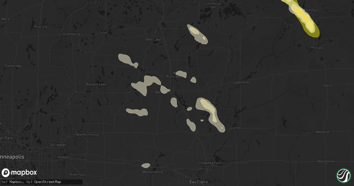 Hail map in Cameron, WI on July 17, 2026