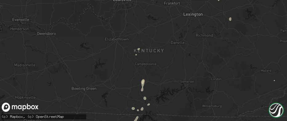 Hail map in Campbellsville, KY on July 17, 2026