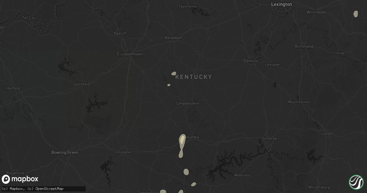 Hail map in Campbellsville, KY on July 17, 2026