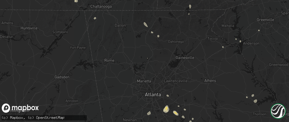 Hail map in Canton, GA on July 17, 2026