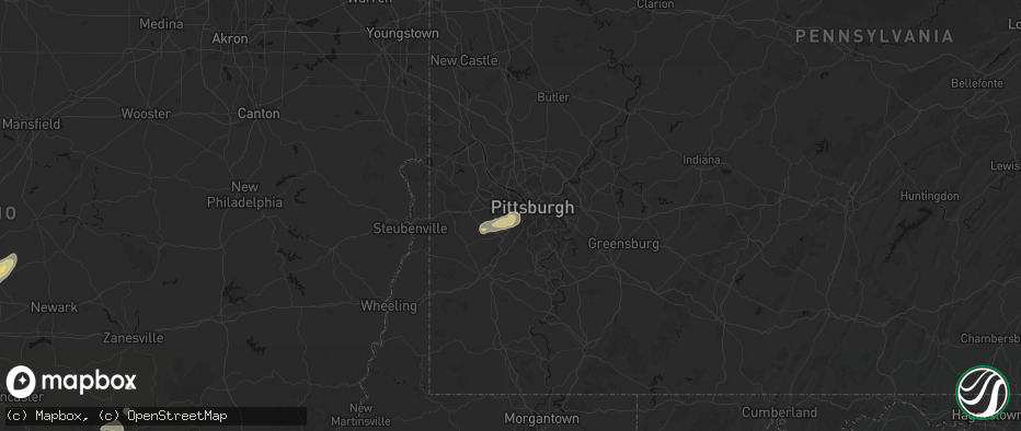 Hail map in Carnegie, PA on July 17, 2026