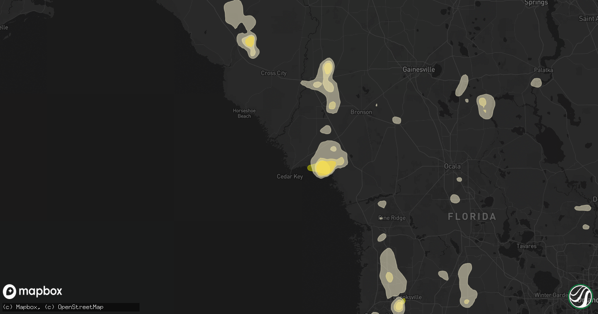 Hail map in Cedar Key, FL on July 17, 2026
