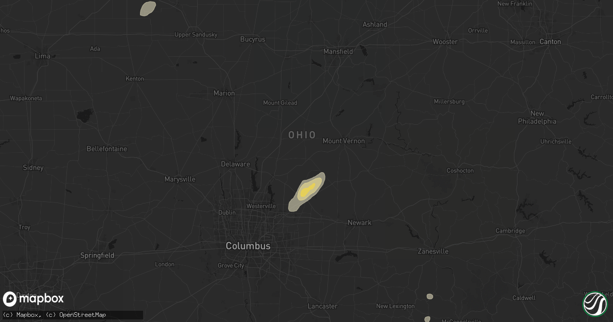 Hail map in Centerburg, OH on July 17, 2026