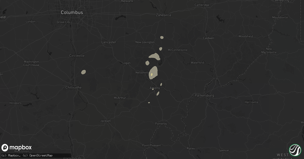 Hail map in Chauncey, OH on July 17, 2026