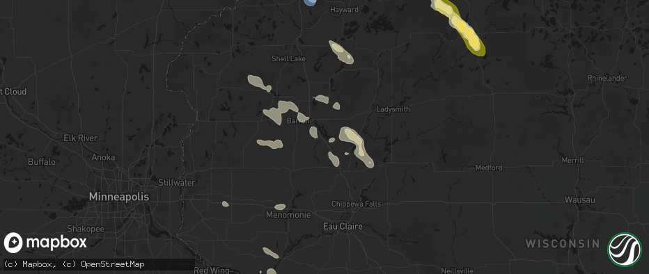 Hail map in Chetek, WI on July 17, 2026