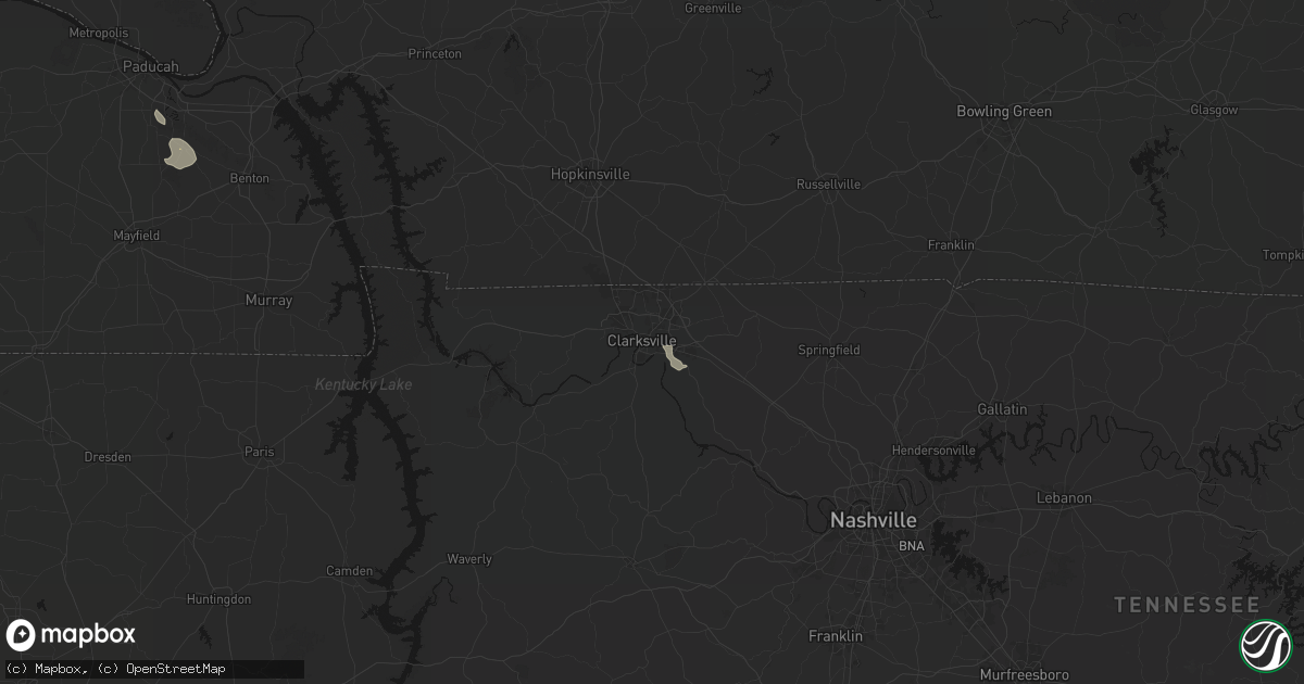 Hail map in Clarksville, TN on July 17, 2026