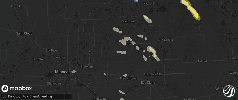 Hail map in Clayton, WI on July 17, 2026