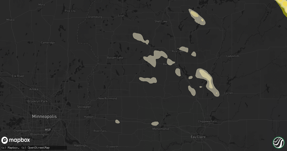 Hail map in Clayton, WI on July 17, 2026
