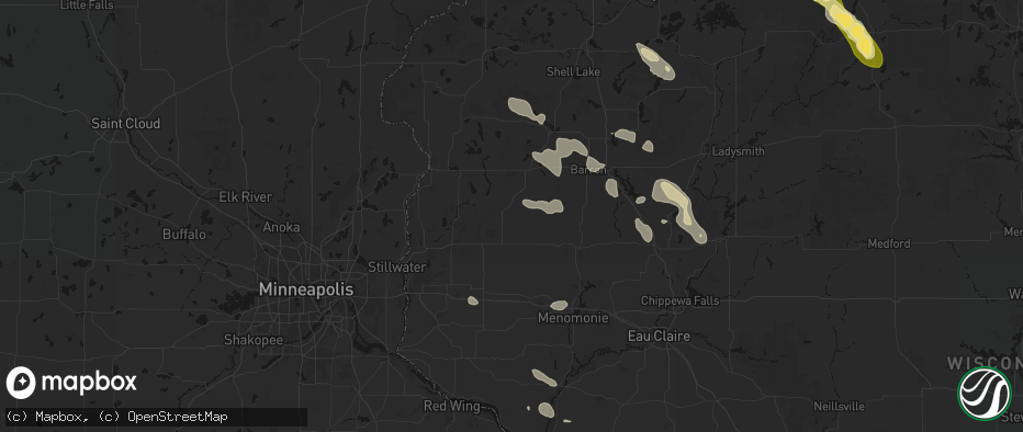 Hail map in Clear Lake, WI on July 17, 2026
