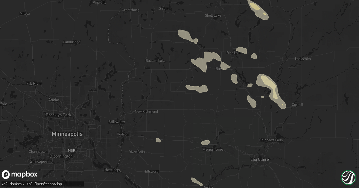 Hail map in Clear Lake, WI on July 17, 2026
