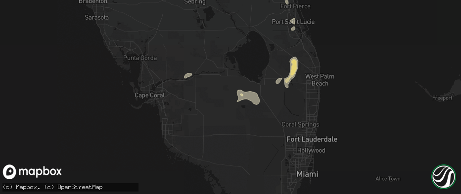 Hail map in Clewiston, FL on July 17, 2026