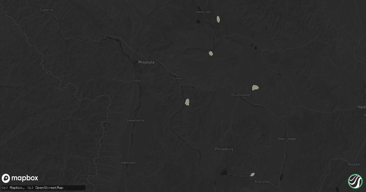 Hail map in Clinton, MT on July 17, 2026
