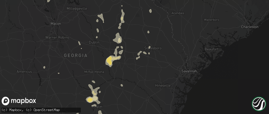 Hail map in Cobbtown, GA on July 17, 2026
