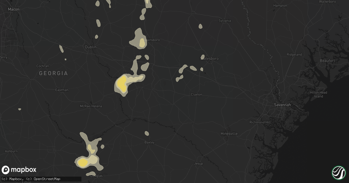 Hail map in Collins, GA on July 17, 2026