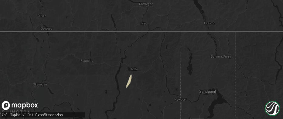 Hail map in Colville, WA on July 17, 2026