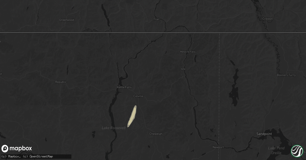 Hail map in Colville, WA on July 17, 2026
