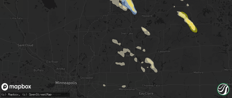 Hail map in Comstock, WI on July 17, 2026